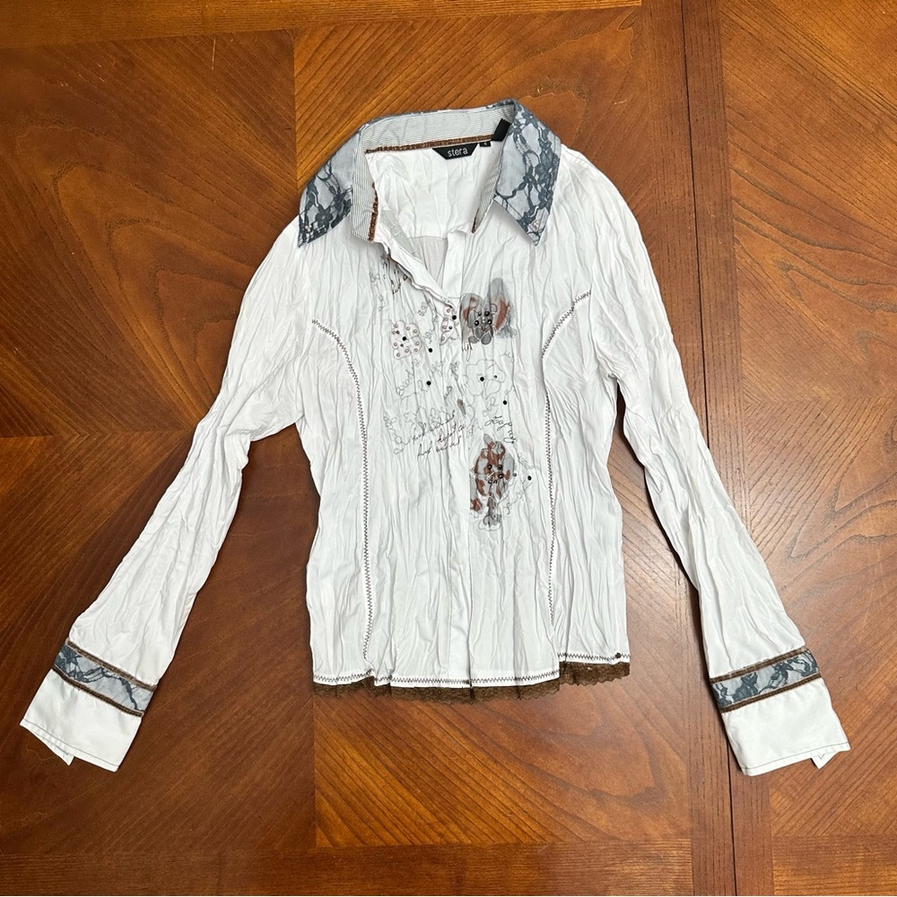 Elegant White Lace Trim Blouse